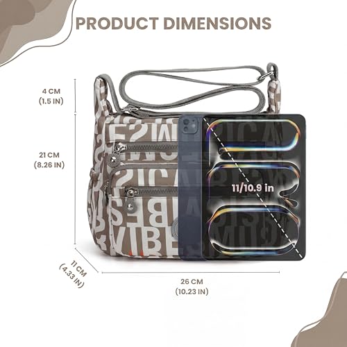 Image of TS WITH TECHSUN Women's Crossbody Sling Bag For Everyday Use, Nylon Shoulder Bag with Zipper Pockets, Adjustable Strap, Water Resistant Handbag for Travel, Shopping