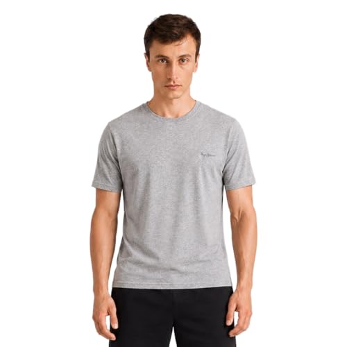 Image of Pepe Jeans Men's Solid 100% Cotton Regular Fit T-Shirt | Classic Everyday Basic Tee for Casual Soft Breathable Cotton Fabric | Round Neck | Short Sleeves | Comfortable All-Day Wear