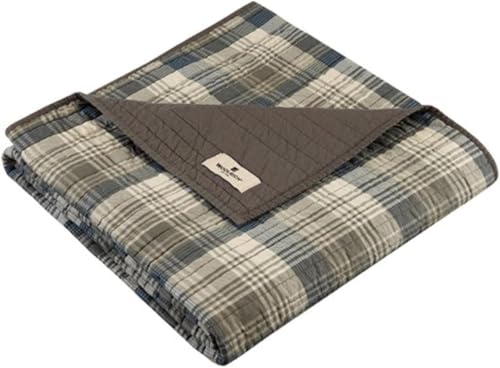 Woolrich Luxury Quilted Throw - Cabin Lifestyle, Patchwork with Moose Design All Season, Lightweight and Breathable Cozy Bedding Layer Throws for Couch Sofa, 50' W x 70' L, Tasha Taupe