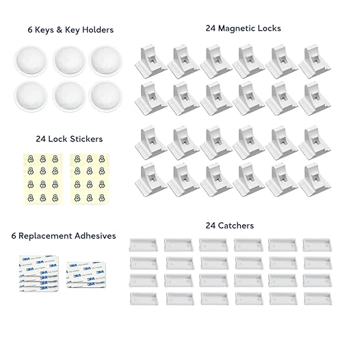 Image of Baby Proof Me Baby Proofing Magnetic Child Safety Cabinet Locks, 24-Pack | Childproof Your Home, Invisible Drawer Locks, Unlocks With Magnetic Key, Fits Cupboards & Cabinets, No-Drill Install, 6 Keys