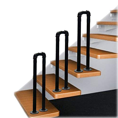 Rampe d'escalier en fer forgé noir mat haute résistance pour extérieur - 2