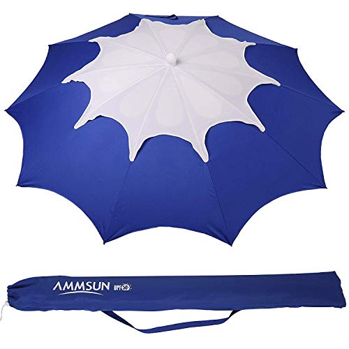 AMMSUN 2.1m Outdoor Patio Beach Umbrella Sun Shelter Hollow Pattern