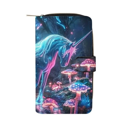 Unicornm Glowing Mushroom Forests Long Wallet for Women Men Purses Coin Pouch Credit Card Holder Organizer