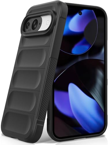 Image of ShieldTech AirGuard Series Back Cover Case for Google Pixel 9 Pro | Microfiber Lining | Airbag Cushion Drop Protection | Shockproof Silicone Cover Case | Anti Slip Grip - Black for Google Pixel 9 Pro