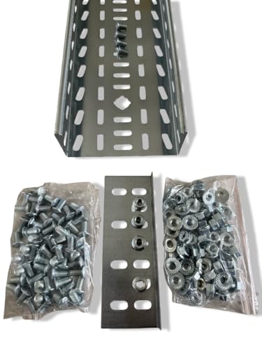 12m Kabelbahn 150x60 verzi. Kabelrinne Kabeltrasse Kabelkanal inkl.14 Verbinder, Silber