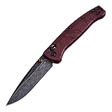 Hogue Mysto 3.4' Clip Point Manual Folder (Fire) Pocket Knife, Redstone Richlite Frame, Stone Tumbled Blade Finish - 24452