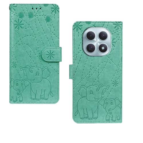 Image of amazon basics Redmi Note 15 5G Flip Cover | Card Pockets Wallet & Stand | Flip Cover for Redmi Note 15 5G (Green Elephant)