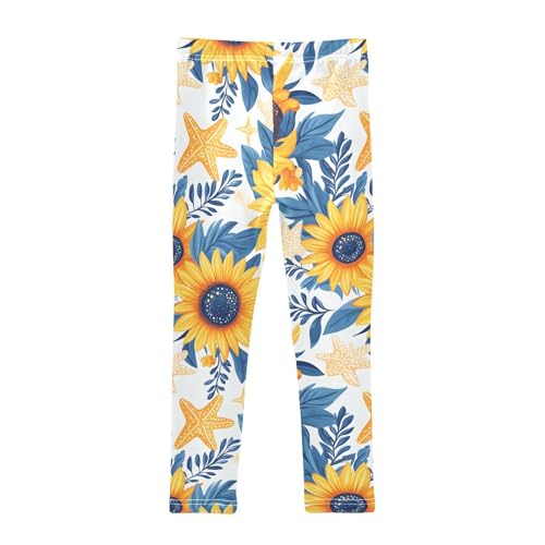 Lovely Starfish Sunflower Girls Leggings Soft Stretch Workout Yoga Dance Pants for Kids Casual Tights2