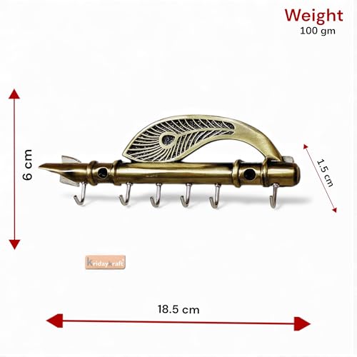 Image of KridayKraft Pankhi Flute Key Holder Decorative for Wall and Gift for Have House Warming Anniversaries, Birthday, Wedding Gifts, Return Gifts, Corporation Gifts, Religious-Gifts & Indian Festivals.