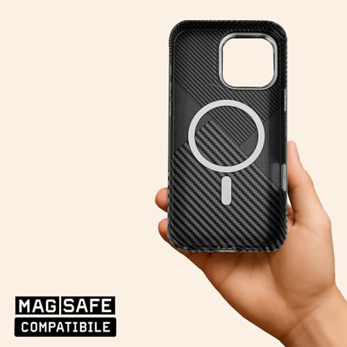 Image of AIBEX Aramid Fiber Mag-Saf Case Compatible for iPhone 16 Plus | Slim Protective Back Cover with Built-in Magnets | Wireless Charging Support | Camera Ring Stand | Shockproof with Air Guard Corners