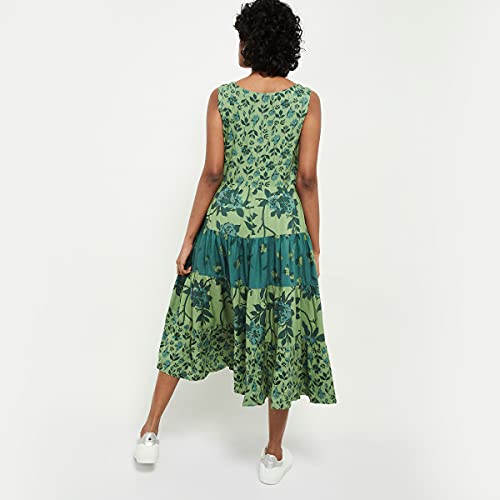 Image of Max Women's Rayon Printed Midi Dress Ankle Length Ethnic