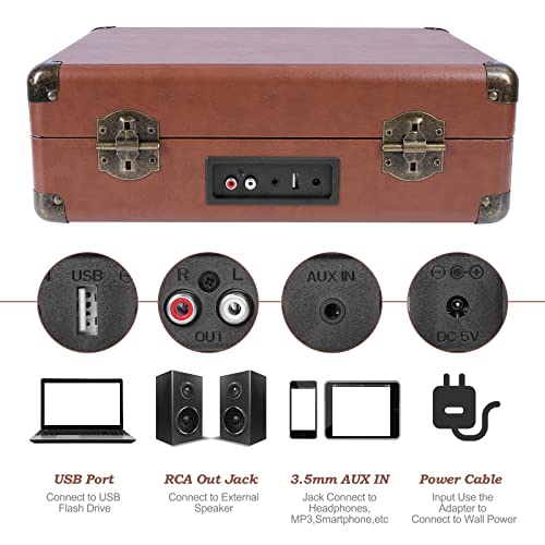 VQSLY Platine Vinyle Bluetooth, Lecteur Vinyles avec USB AUX Haut-Parleur Stéréo Intégré Conception de Valise Rétro… - Les Beatles, Paul McCartney, John Lennon, RIngo Starr, George Harrison VQSLY Platine Vinyle Bluetooth, Lecteur Vinyles avec USB AUX Haut-Parleur Stéréo Intégré Conception de Valise Rétro… – Image 4