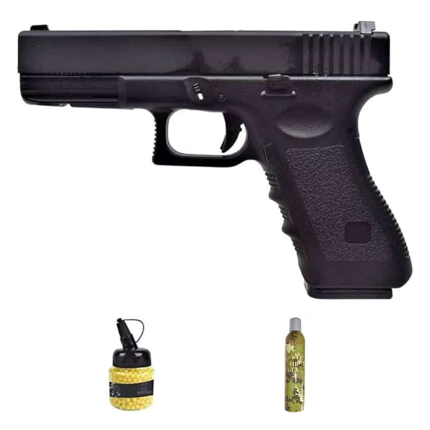 HFC HG 185 blowback Nero Green Gas (6 mm) | Pistola Airsoft (pallini in PVC) Calibro 6 mm + flacone 1000 pallini 0,12 g + Green Gas. Sistema Blowback (Potenza: 0,5 joule)