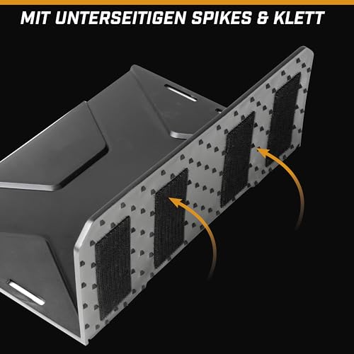 Walser Kofferraum Ordnungshelfer FastFix Göße L, Ladungshilfe mit Gurt, Kofferraumsicherung mit Kofferraumhalterung und Gurt 32x12,7x21 cm schwarz/orange
