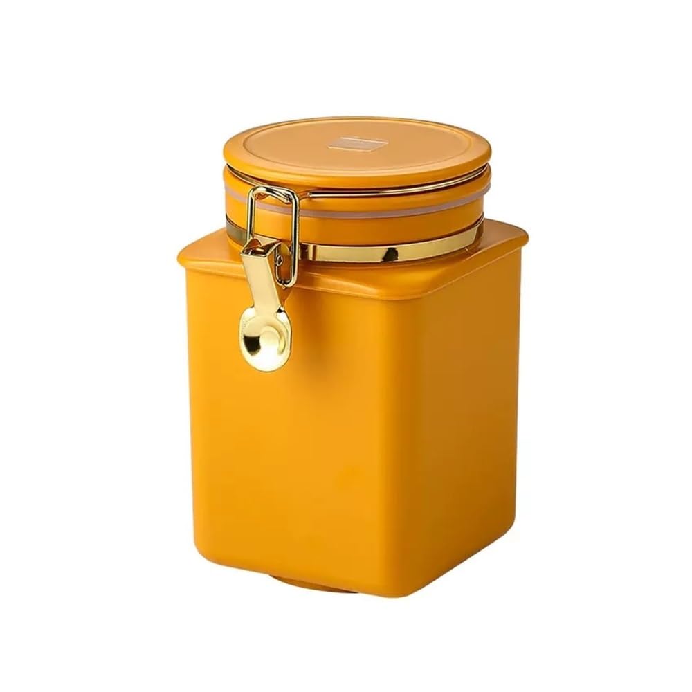 CHENGAIJIAN Tea Canister Airtight Tea Tin Coffee Container, Jar 37 Ounces（1.1L）(Yellow)