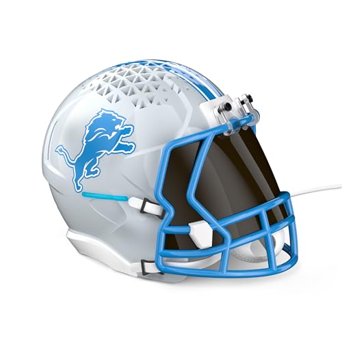 Image of NFL Echo Dot Bundle: Includes Echo Dot | Glacier White and Limited-Edition NFL Helmet Stand | Detroit Lions