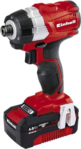 Einhell Visseuse à Chocs sans fil TE-CI 18 Li BL - Kit Power X-Change (18 V, Couple 180 Nm, Mandrin 6 pans, moteur sans charbon) Livré avec Batterie 4,0 Ah et Chargeur + Sac