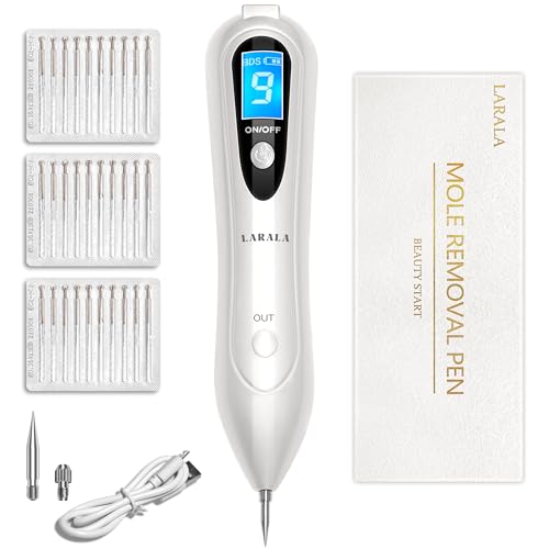 LARALA Skin Tag Removal Kit With 9 Strength Levels Plasma Pen for Moles Warts Tattoos and Spots on Face Hands and Body (White)