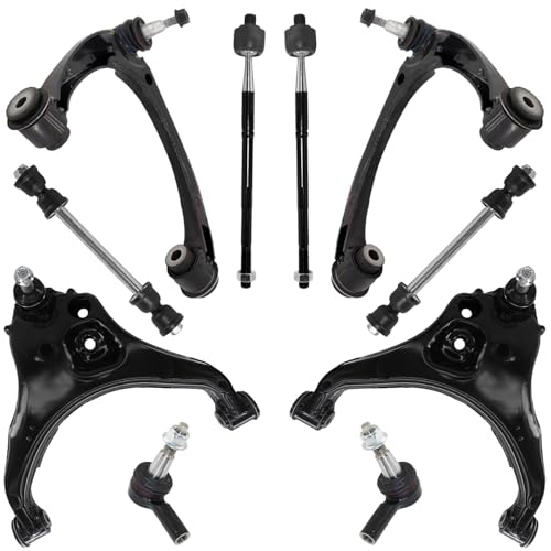 Image of Detroit Axle - 10pc Front End Kit for 2015-2020 Chevrolet Colorado GMC Canyon, 4 Upper and Lower Control Arms with Ball Joint 4 Inner Outer Tie Rods 2 Sway Bars 2016 2017 2018 2019 Replacement