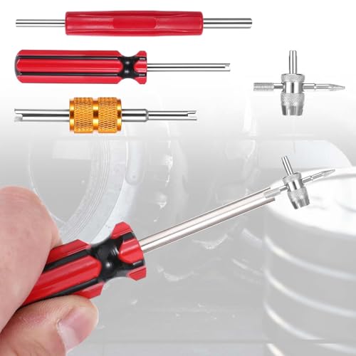 Image of Psyqtsuary Valve Core Removal Tool 7 PCS Valve Stem Removal Tool Kit, 4-Way Valves Stem Wrench Extractor Schrader Valves Removals Tools for Bicycle Car Trucks Tire Repair Installation