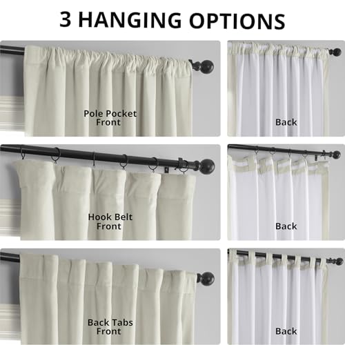 HPD Half Price Drapes Signature Velvet Thermal Blackout Curtains for Living Room 120 Inch Long (1 Panel) Rod Pocket Insulated Blackout Curtains for Bedroom Window Curtains, 50W x 120L, Porcelain White