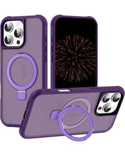 Coque pour iPhone 16 Pro antichoc dos translucide rigide violet avec anneau