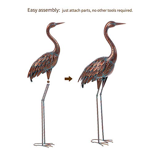 Kircust Garden Statues and Sculptures Metal Heron Decoy, Standing Patina Crane Yard Art for Outdoor Patio Lawn Decoration, 48-Inch High (1PC)