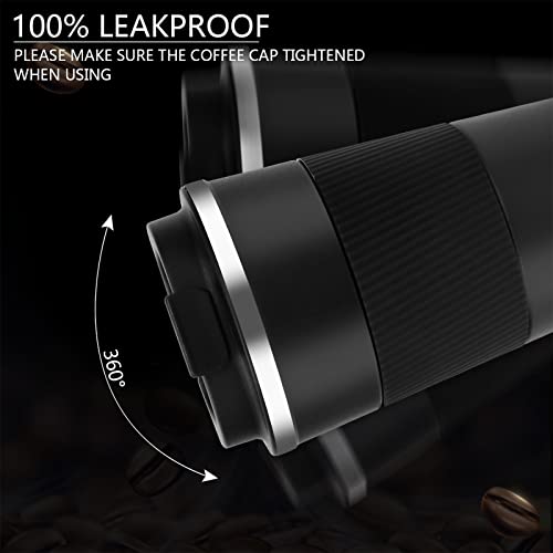 Image of Tlater Coffee to go Mug, 380 ml, with Leak-Proof lid, Double-Walled, Stainless Steel, for Coffee and Tea (Black)