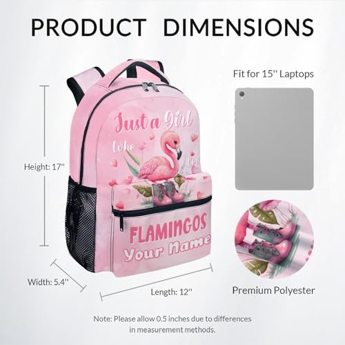 UNIKITTY Backpack for Girls - Personalized Kids Backpack - Custom Flamingo Bookbag with Name - 17 Inch Toddler Schoolbag for Kindergarten Elementary3