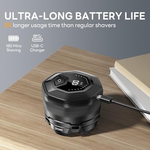 Image of Head Shavers for Bald Men, IPX7 Waterproof, 6D Magnetic Self-Sharpening Steel Blades, Smooth Shave in 3 Minutes, Wet & Dry, 180-Min Usage, Type-C Fast Charge, Easy Clean, LED Display, Grey