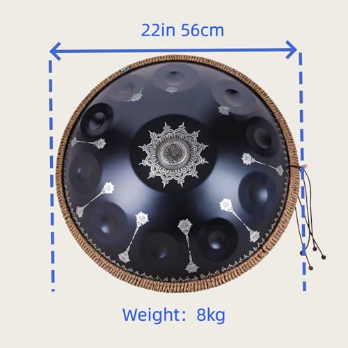 Handpan azul de 10 notas con patrones artesanales miniatura 3