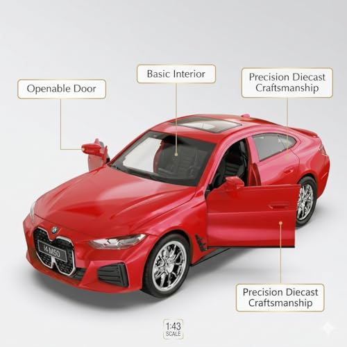 Image of Wizplex MSZ Official Licensed BMW i4 M50 Diecast Model Car 1:43 Scale | Premium Metal Electric Gran Coupe Collectible Replica | Display Showpiece & Gift for Car Lovers