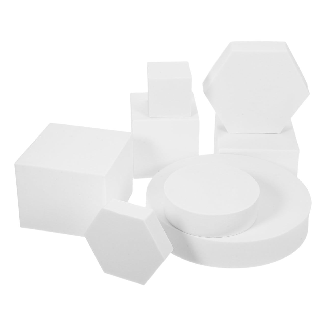 STOBAZA Set 8 Cubi Geometrici in Schiuma Bianchi Per Fotografia Accessori Leggeri Per Props Gioielli Cosmetici Decorazione Studio Fotografico