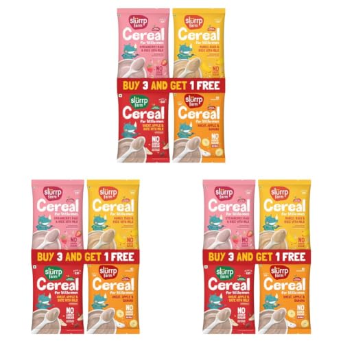 Image of Slurrp Farm No Added Sugar, No Salt Multigrain Cereals Trial Pack of 12 | Goodness of Millets - Ragi, Jowar, Oats | Healthy Food for Kids | 200g (50g*4)