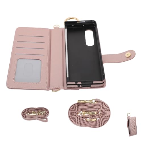 Étui de téléphone avec strap bandoulière rose doré et fentes cartes
