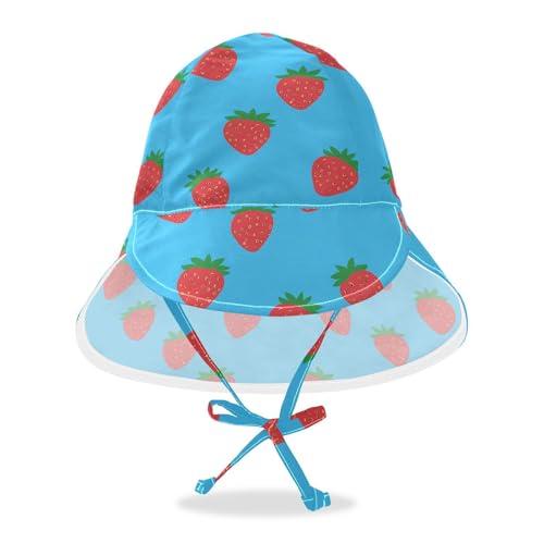 Flat Cute Strawberry Infant Toddler & Kids Sun Hat Baby Boys' Beach Bucket Hats Girls UPF 50 Neck Flap Travel Essentials
