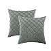 Longhui bedding Velvet Grey Throw Pillow Cover, 18 x 18 Inches Decorative Throw Pillows for Couch Sofa Bed, Gray Square Cushion Covers with Zipper Closure – Set of 2