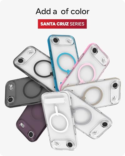 Image of ZAGG Santa Cruz Snap Case with Kickstand for iPhone Air - Titanium, Drop Protection (13ft /4m), MagSafe Charging Compatible, ClearGuard Anti-Yellowing Technology, Scratch Resistant Phone Case