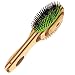 Double-Sided Pet Brush for Grooming & Massaging Dogs, Cats & Other Animals – Fur Detangling Pins & Coat Smoothing Slicker Bristles, Double the Brushing Groom Power In One Tool, Bamboo Handle