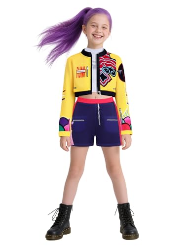 Girls Demon Pop Singer Hunters Costume 3-14 Years Stage Dance Idol Cosplay Outfit, Kids Halloween Costumes