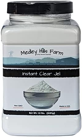 Instant clear jel by Medley hills farm 1.5 Lbs. in Reusable Container - Great Clear jel for canning & Thickener for liquids Like Sauces, Soups, Gravy, Desserts - Gluten-Free - Non-GMO - Made in USA