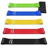 Aouplry Widerstandsbänder, Fitnessbänder Set mit 5 Widerstandsstufen, Hautfreundliches Trainingsbänder für Indoor-Fitness, Beinkrafttraining, Rehabilitation, Fitnessstudio, Yoga