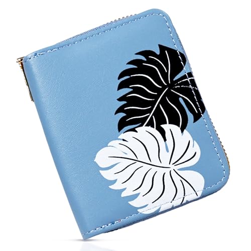 Image of Women Small Wallet Wallets for Girls Credit Card Holder Coin Purse Zipper Small Secure Card Case Cute Wallets Mini Wallets for Women (Blue)