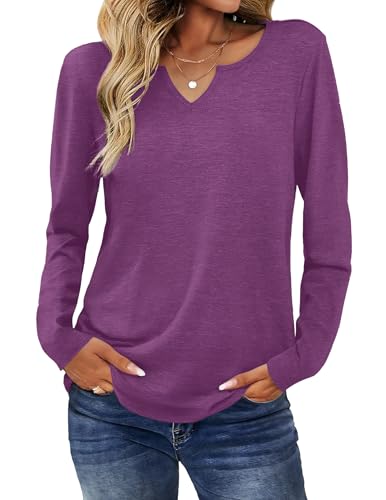 Image of Zeagoo Long Sleeve Shirts for Women Fall Tops Casual Dressy V Neck Blouses Boho Tunic Western Clothes Vacation Outfits