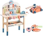 medoga Tool Bench for Kids Toy Play Workbench Wooden Tool Bench Workshop Workbench with Tools Set Wooden Construction Bench Toy for 3 4 5 Year Old Boys and Girls