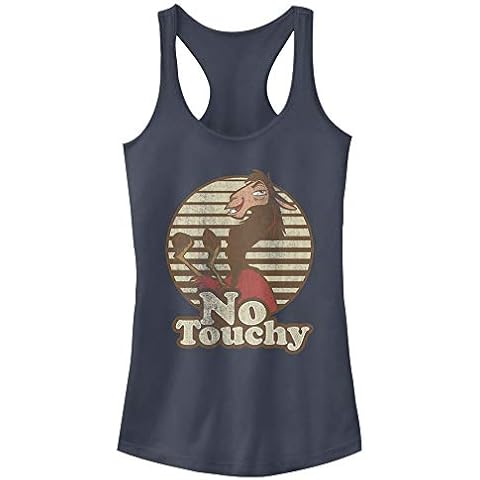 Fifth Sun Junior's Emporer's New Groove No Touchy Slim Fit, Scoop Hem Racerback Tank, Indigo, Small Cover