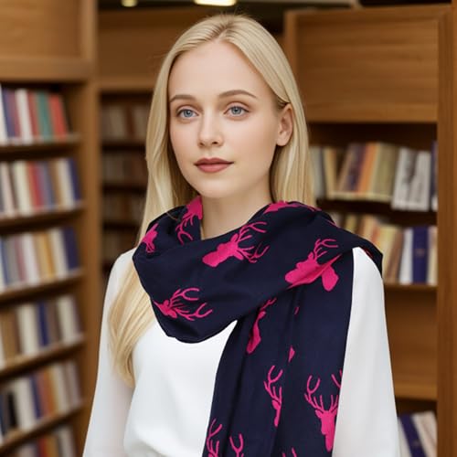 Sumato Scarf for Women Fall Winter Shawl Wraps Long Women Scarves Warm Soft Cashmere Feel Classic Elk Style3