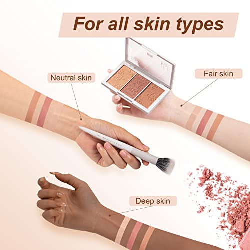 Rownyeon Tri-Color Blush Palette, Face Makeup Blush Powder For Cheeks All Skin, 3 In 1 Soft Cream Natual Blush Palette For A Shimmery Makeup #TOP2