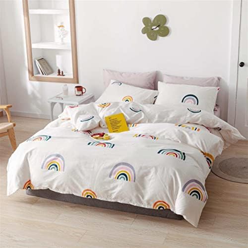 MiniSteps 100% Cotton Duvet Cover Set - Children's 3 Pieces Reversible Bedding Set - Zipper Closure - Toddler, Kids, Tennagers (T, Rainbows) 4 41RDB2YyZ9L. AC