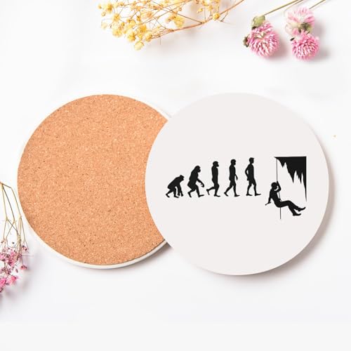 Sous verre ronds en céramique évolution spéléo athlète grotte : lot de 6 dessous de table - 4